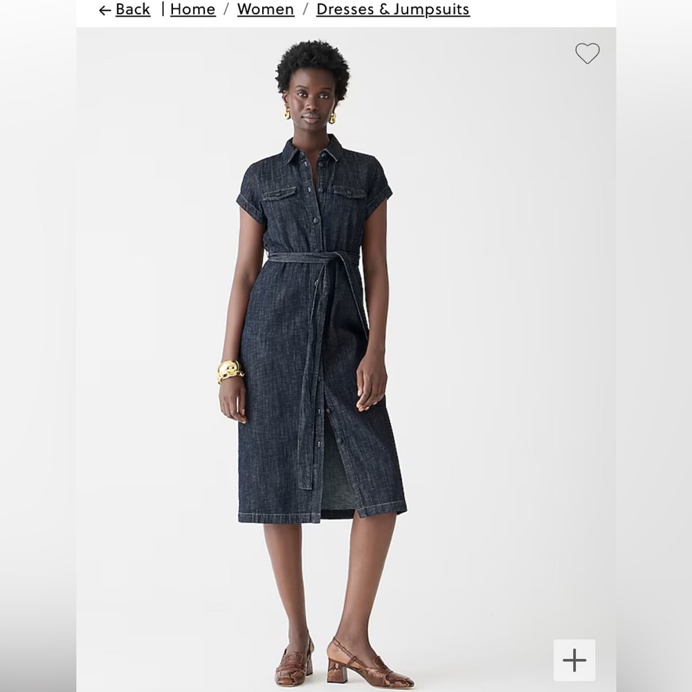 J. Crew Short-sleeve tie-waist button-up denim dress